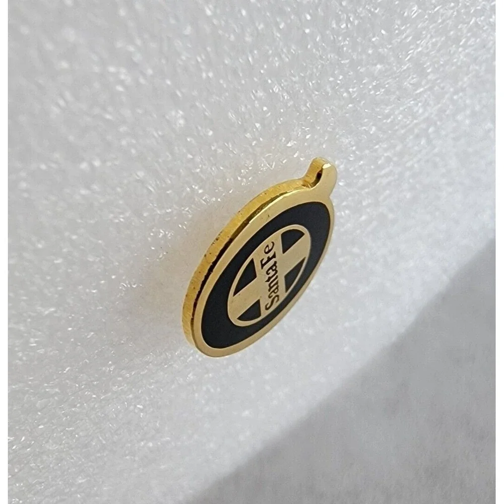 Vintage Santa Fe Railway Lapel Pin Gold Black Enamel Railroad Logo Service Award